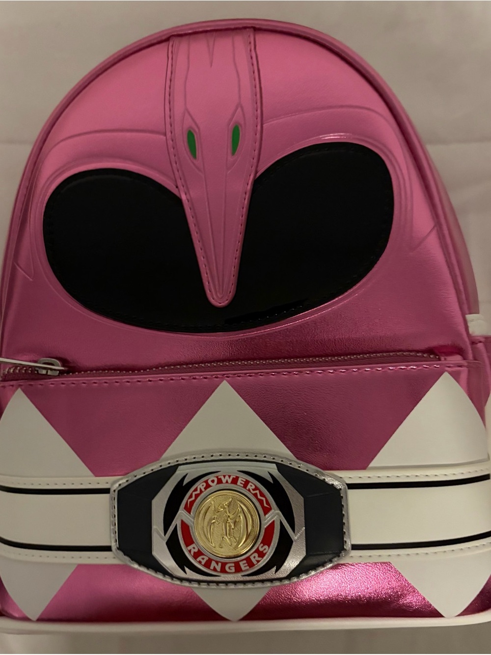 Loungefly Pink Power Rangers Helmet Mini Backpack with White Diamond Detail